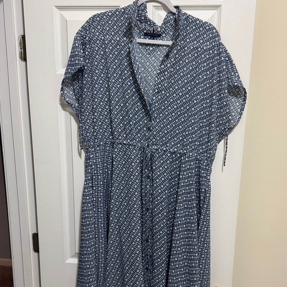 Tommy Hilfiger Navy Patterned Maxi Dress